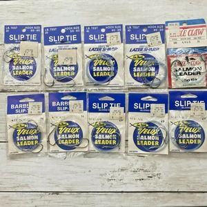 LOT Of 10 Les Davis Mix Velux Salmon Leader Eagle Slip Tie 20 40 25 4/0-3/0